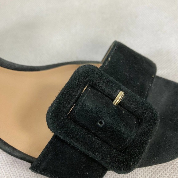 Banana‎ Republic Sandals Womens Sz 6 Black Suede Ankle Strap Buckle Toe Heels - Picture 4 of 8